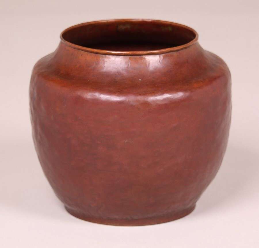 Dirk van Erp Hammered Copper Red Warty Vase | California Historical Design