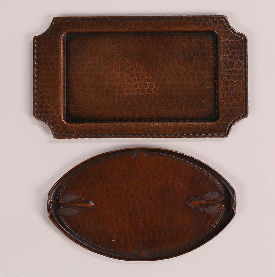 2 Roycroft Hammered Copper Trays California Historical Design   2RoycroftTrays1 