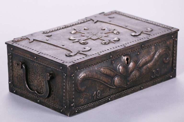 Arts & Crafts Hammered Steel & Iron Box | California Historical Design