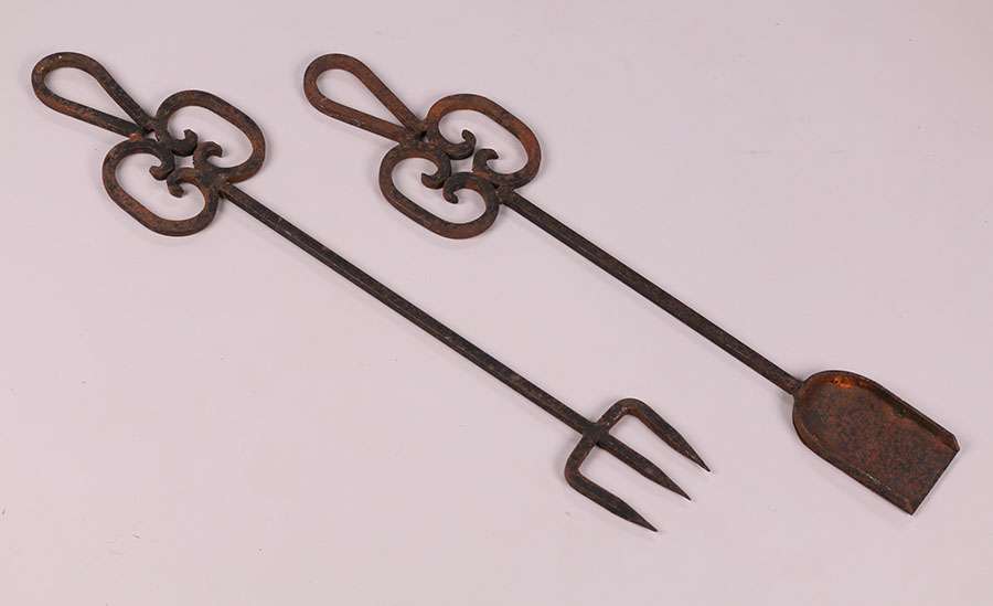 Arts Crafts Hand Forged Iron Fireplace Tools C1905 1910 California   HandForgedIronFireplaceTools1 