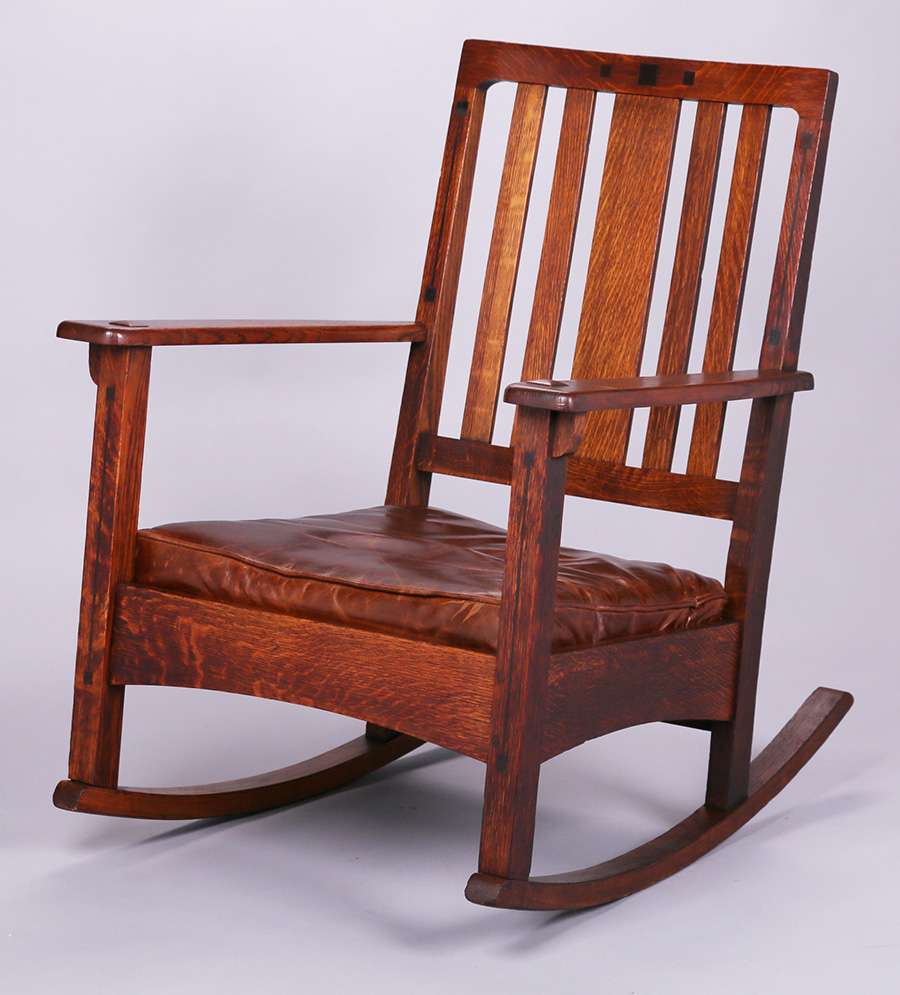 Lot 305. Limbert Ebon-Oak Rocker | California Historical Design