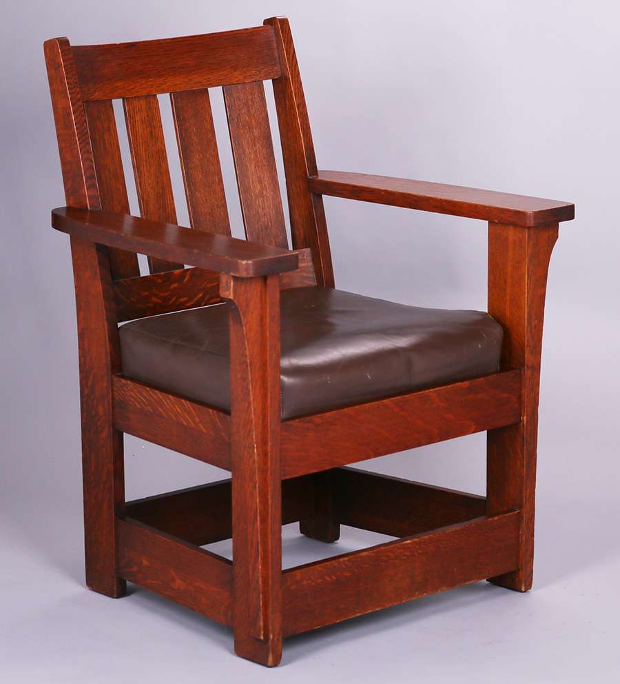 Lot 382. Limbert Armchair with Long Corbels | California Historical Design