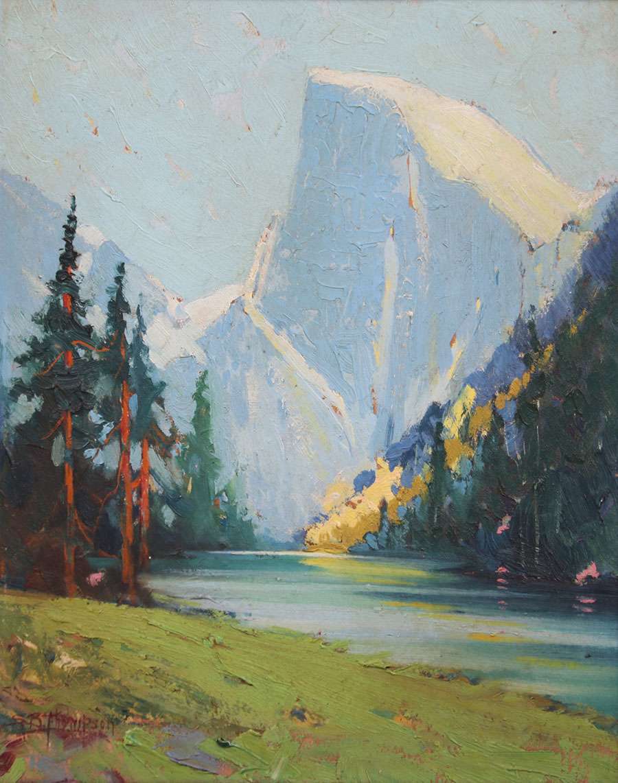 S.B. Thompson Yosemite Half Dome Painting c1910-1920s | California ...