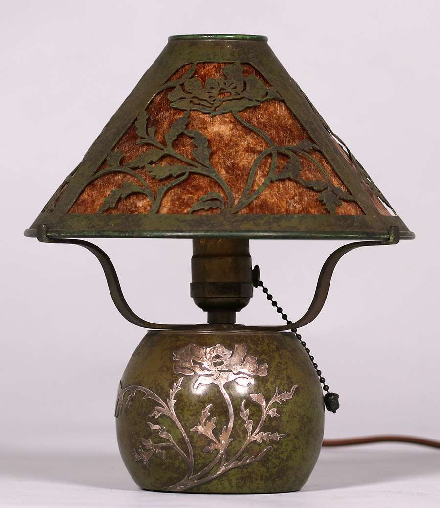 Heintz Sterling on Bronze Cutout Mica Lamp | California Historical Design