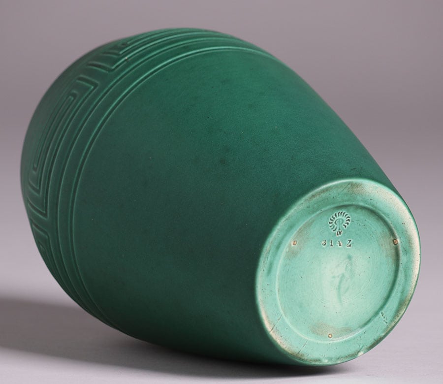 California Historical Design | Large Rookwood Matte Green Z-Line Vase 1904