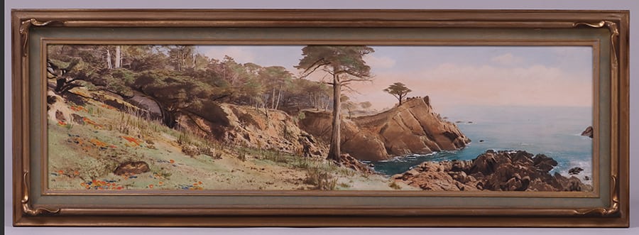 California Historical Design | Vintage Hand-Painted Photo Lone Cypress