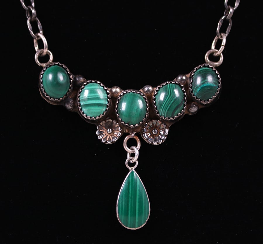 Arts & Crafts Sterling Silver Malachite Necklace c1910 | California ...