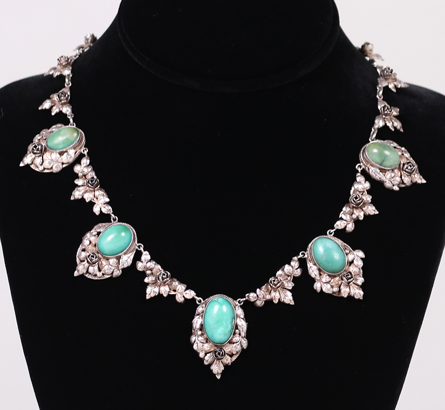 Exquisite Arts & Crafts Sterling Silver & Turquoise Necklace c1905 ...