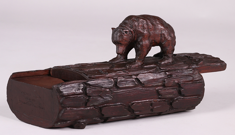 CA Arts &amp; Crafts Redwood Grizzly Bear Box c1910 | California Historical