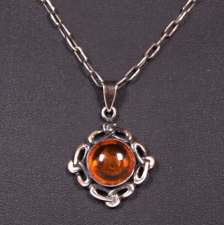 Scottish A&C Sterling Silver Amber Celtic Pendant Necklace c1910 ...