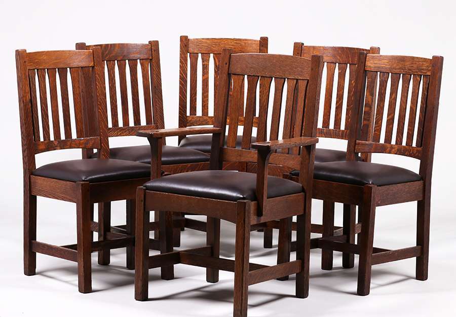 Set Of 6 L Jg Stickley Arrowback Dining Chairs 323