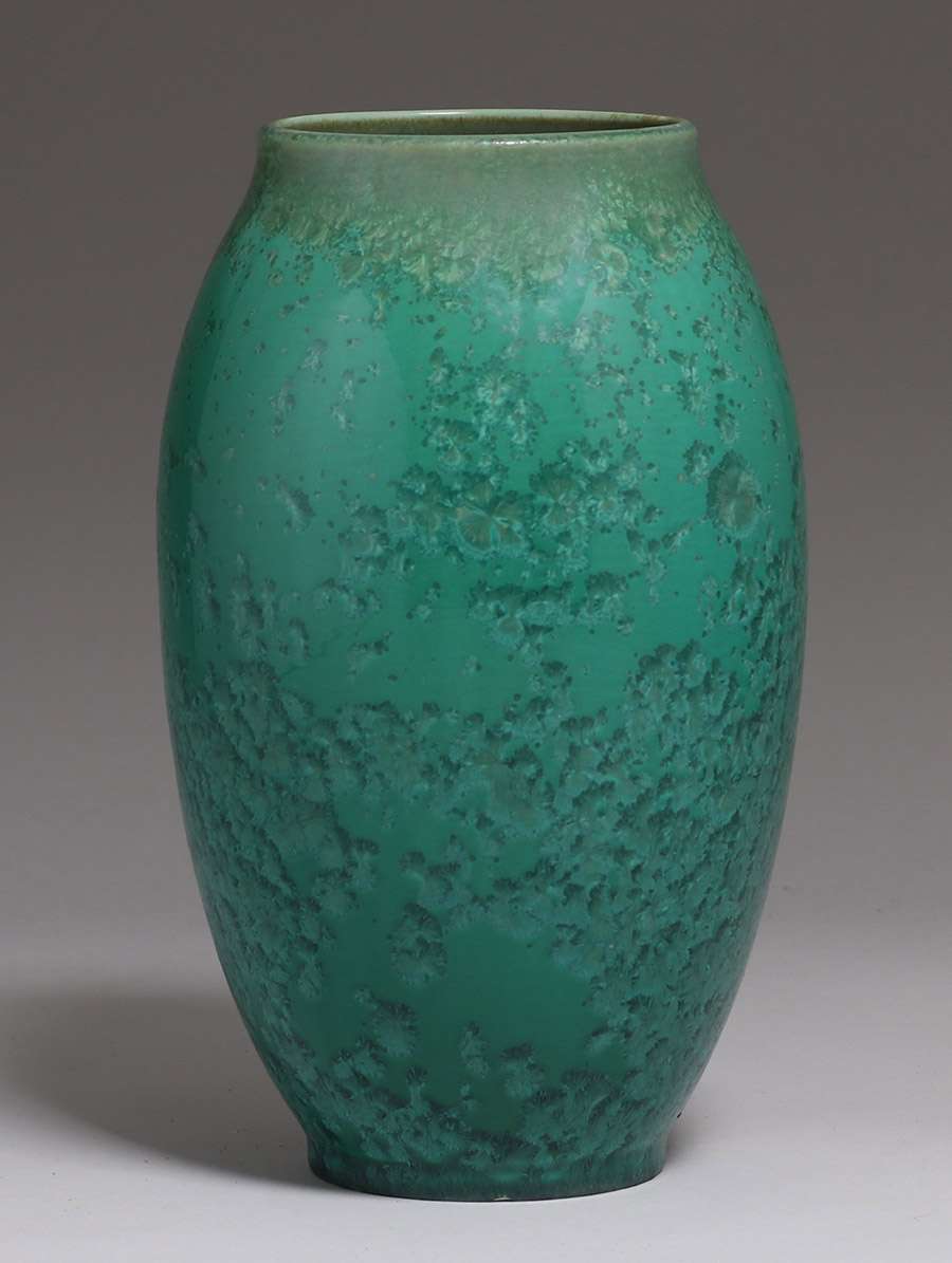 Large Thomas Gotham Bulbous Green Crystalline Vase | California ...