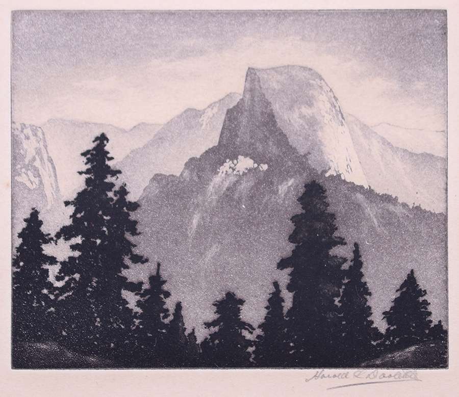 Harold Doolittle Yosemite Half Dome Etching c1930 | California ...