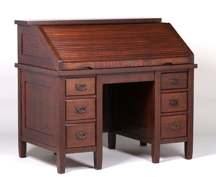 stickley roll top desk