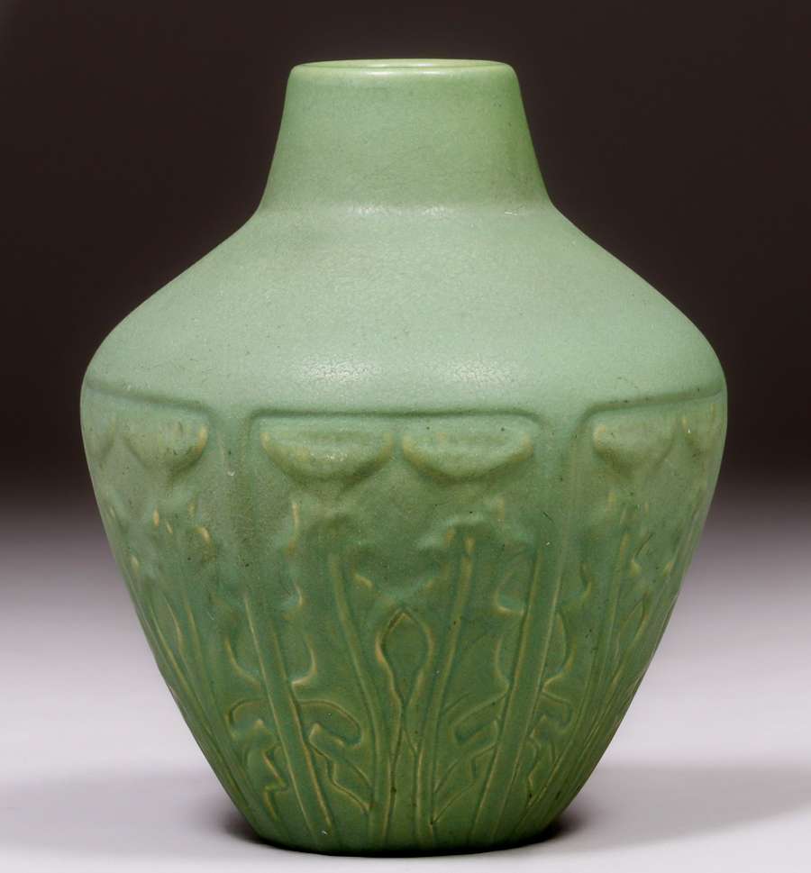 Early Van Briggle #461 Matte Green Thistle Vase 1906 | California ...