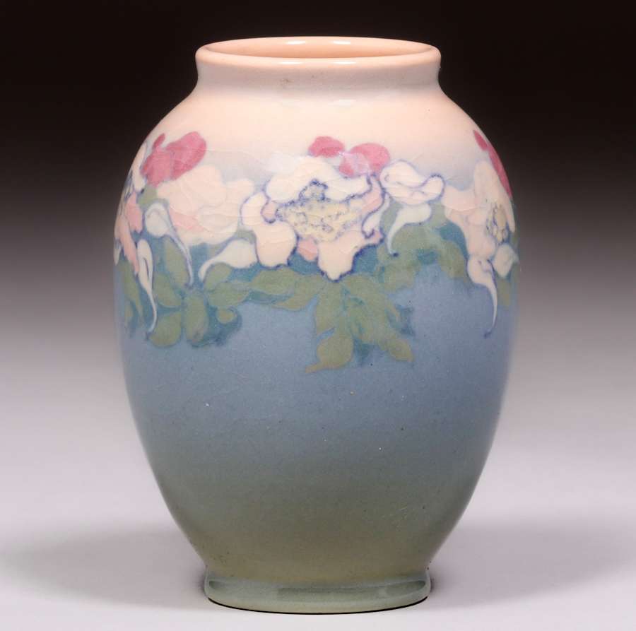 Rookwood Pottery Frederick Rothenbusch Floral Jeweled Porcelain Vase ...