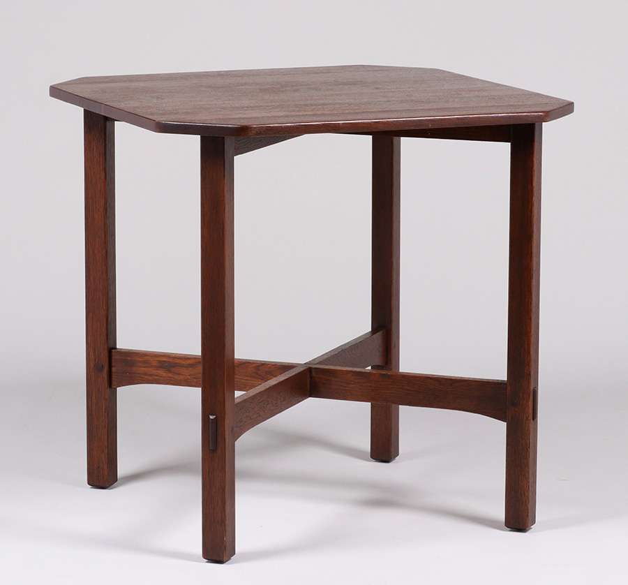 California Historical Design | L&JG Stickley Clip-Corner Lamp Table c1910