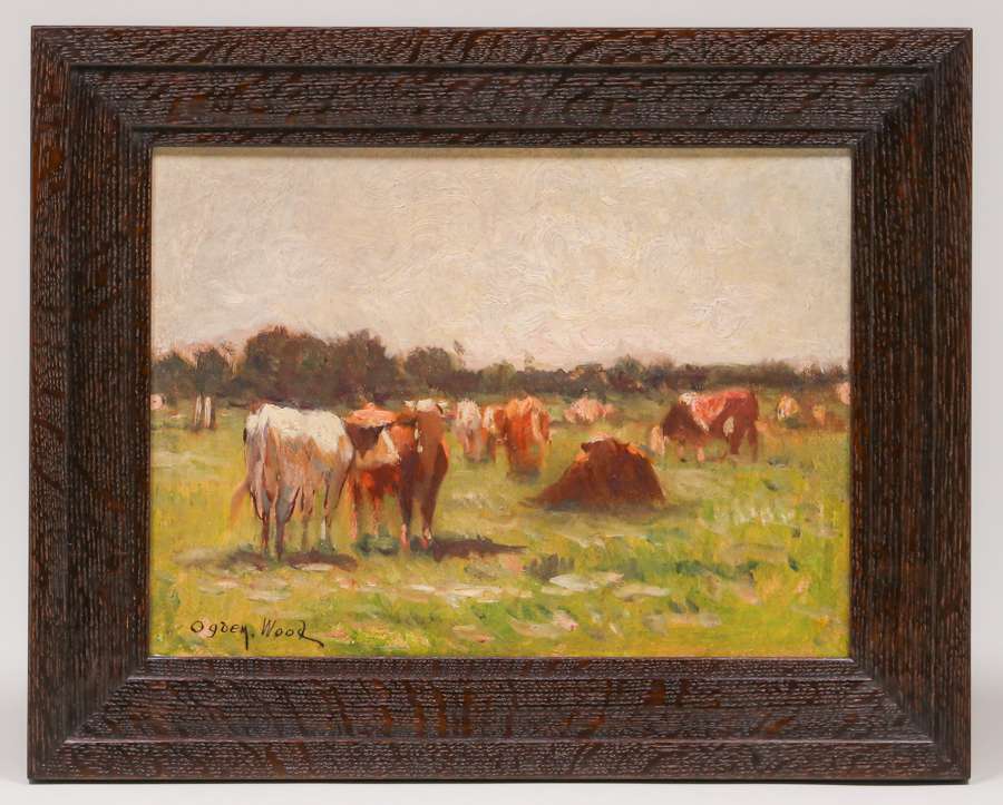 Ogden Wood Impressionist Painting Cows Resting c1900 | California ...