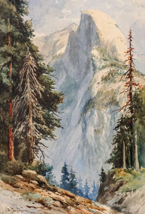 Chris Jorgensen Watercolor Yosemite Half-Dome c1900 | California ...