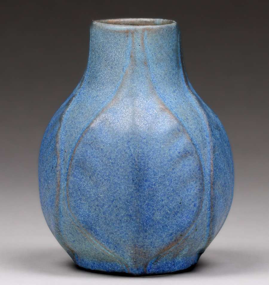 Small Van Briggle Matte Blue Vase 1917 | California Historical Design