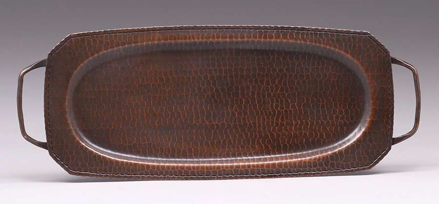 Roycroft Hammered Copper Two Handle Rectangular Tray C1920s   RoycroftHammeredCopperTwoHandledRectangularTray1 