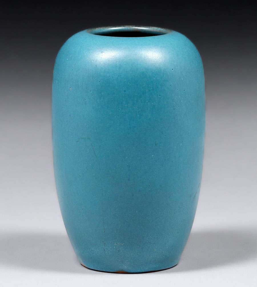 California Faience Robin's Egg Blue Matte Glaze Vase c1915-1920