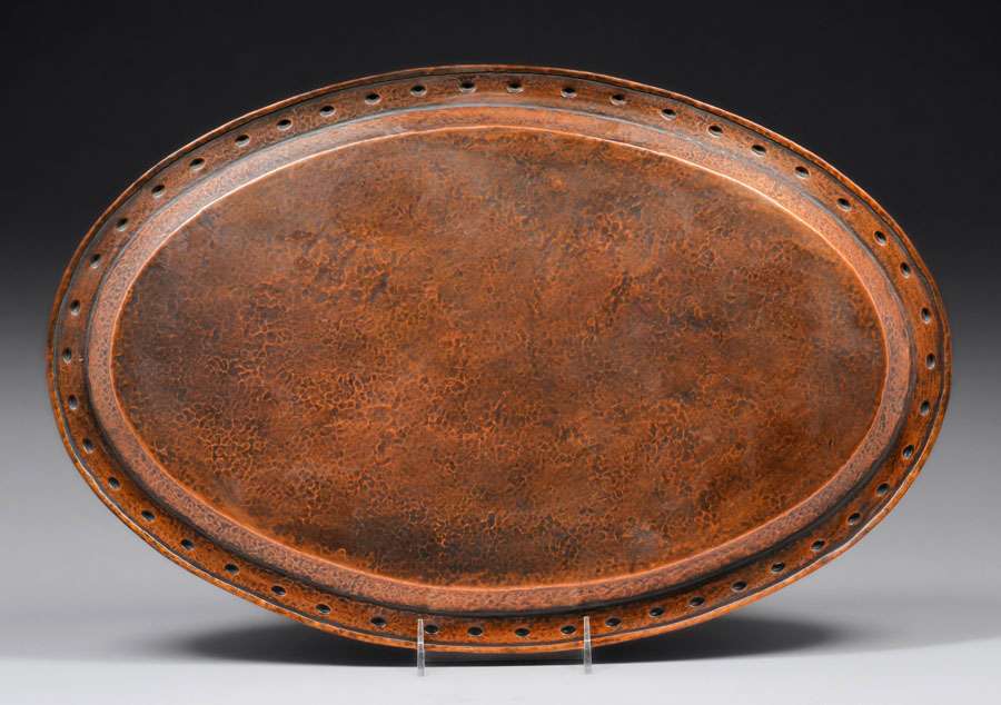 Large Arts Crafts Hammered Copper Oval Serving Tray C1910   LargeArtsCraftsHammeredCopperOvalServingTray3 