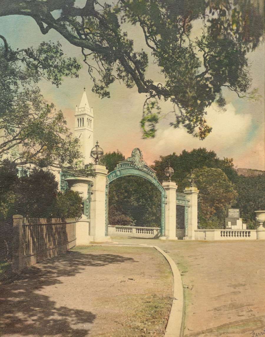 Uc Berkeley Sather Gate Campanile Tinted Photo C S California Historical Design