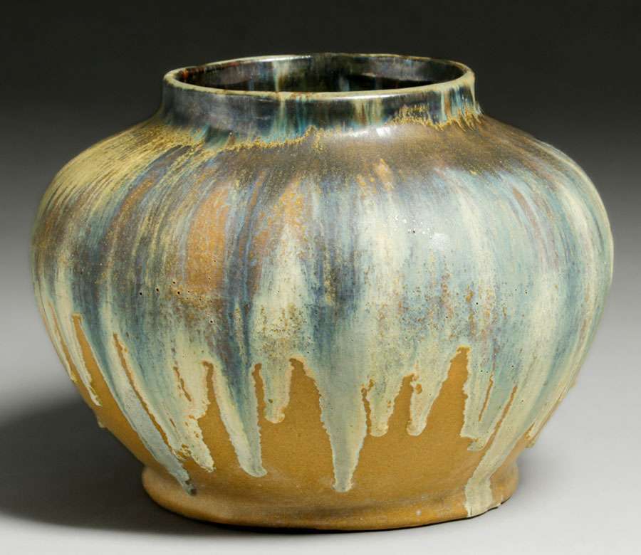 Large Fulper Pottery Bulbous Carmel Drip Vase c1910 | California ...