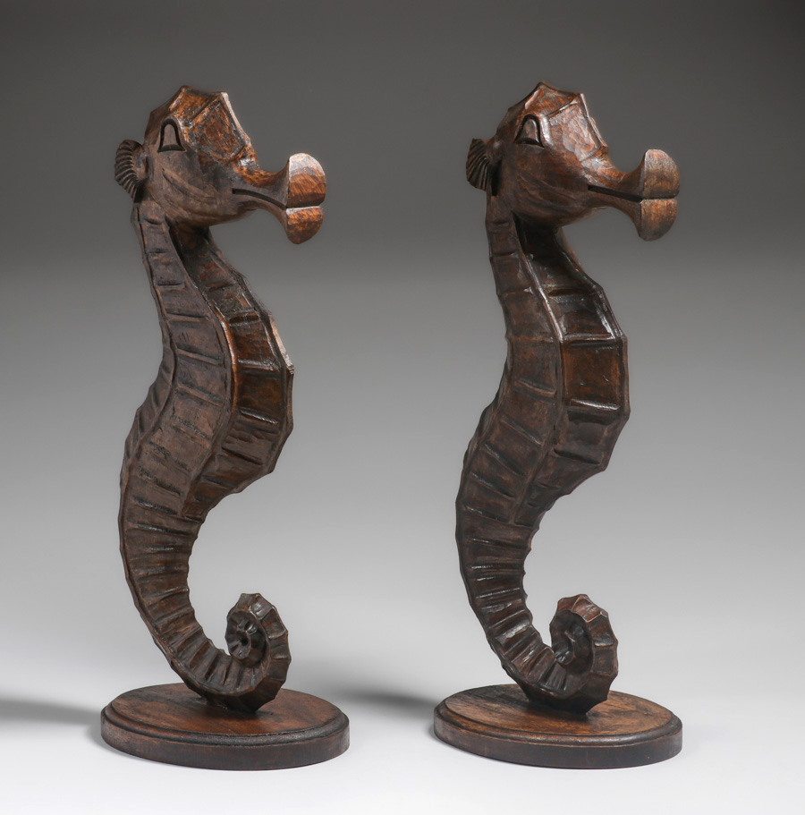 Pair Arts & Crafts Period Hand-Carved Seahorse Sculptures c1910 ...