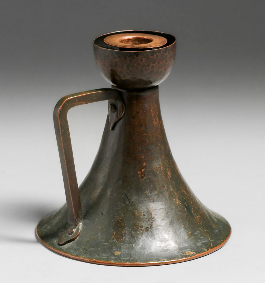 Vintage Arts & Crafts Hammered Copper Bell Lamp