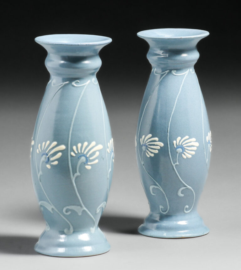 Roseville Aztec Pair of Vases c1910s | California Historical Design